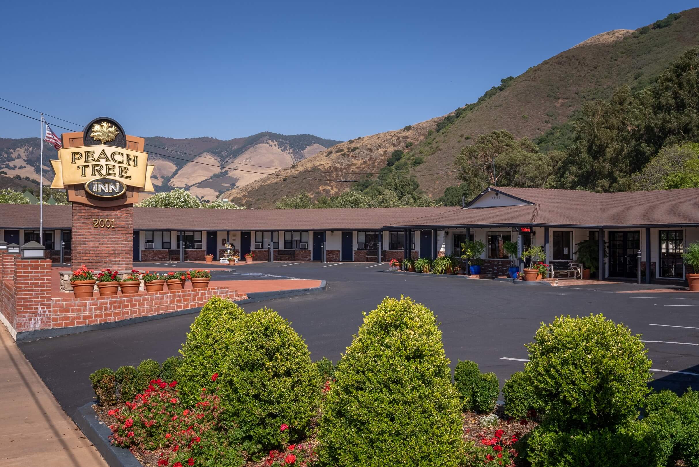 View of outside of property with mountains.